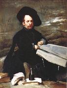 Diego Velazquez, Portrait d'un nain tenant un volume sur ses genoux (don Diego de Acedo,el Primo) (df02)